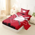 thumbnail image 2 of Erosebridal Cartoon Baseball Twin Sheet Sets, Sports Gaming Bedding, Red Black, 3 Pieces, 2 of 5