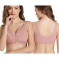thumbnail image 2 of 3 Pack Everyday Sleep Bras - Nature Cotton Soft Cup Wireless Front Snap Close Bras with Removable Pads of Women Plus Size, 2 of 6
