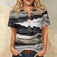 thumbnail image 6 of Womens Short Sleeve Floral Print Tops Dressy Casual Henley Neck Shirts Summer Spring Fall Trendy Flowy Tee Tops, 6 of 6