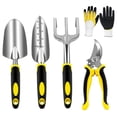thumbnail image 1 of Juego de podadoras de jardinería de acero inoxidable de 5 piezas, juego de herramientas de mano de tijera de jardín colgante para el hogar Eigraketly HA7248-00B, 1 of 6