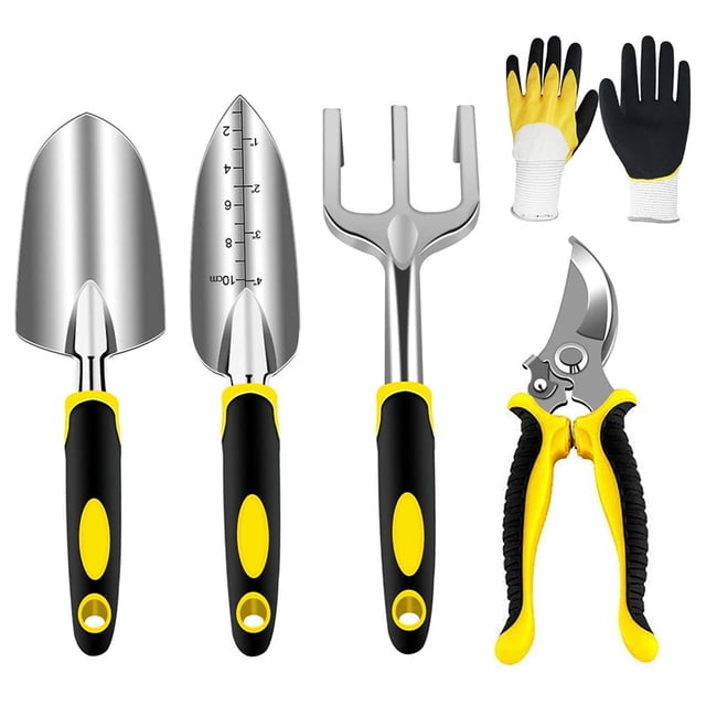 Juego de podadoras de jardinería de acero inoxidable de 5 piezas, juego de herramientas de mano de tijera de jardín colgante para el hogar Eigraketly HA7248-00B
