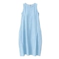 thumbnail image 5 of JGGSPWM Summer Dresses for Women Cotton Casual Round Neck Maxi Dress Striped Print Beach Vacation Long Sundresses with Pockets Blue M, 5 of 5