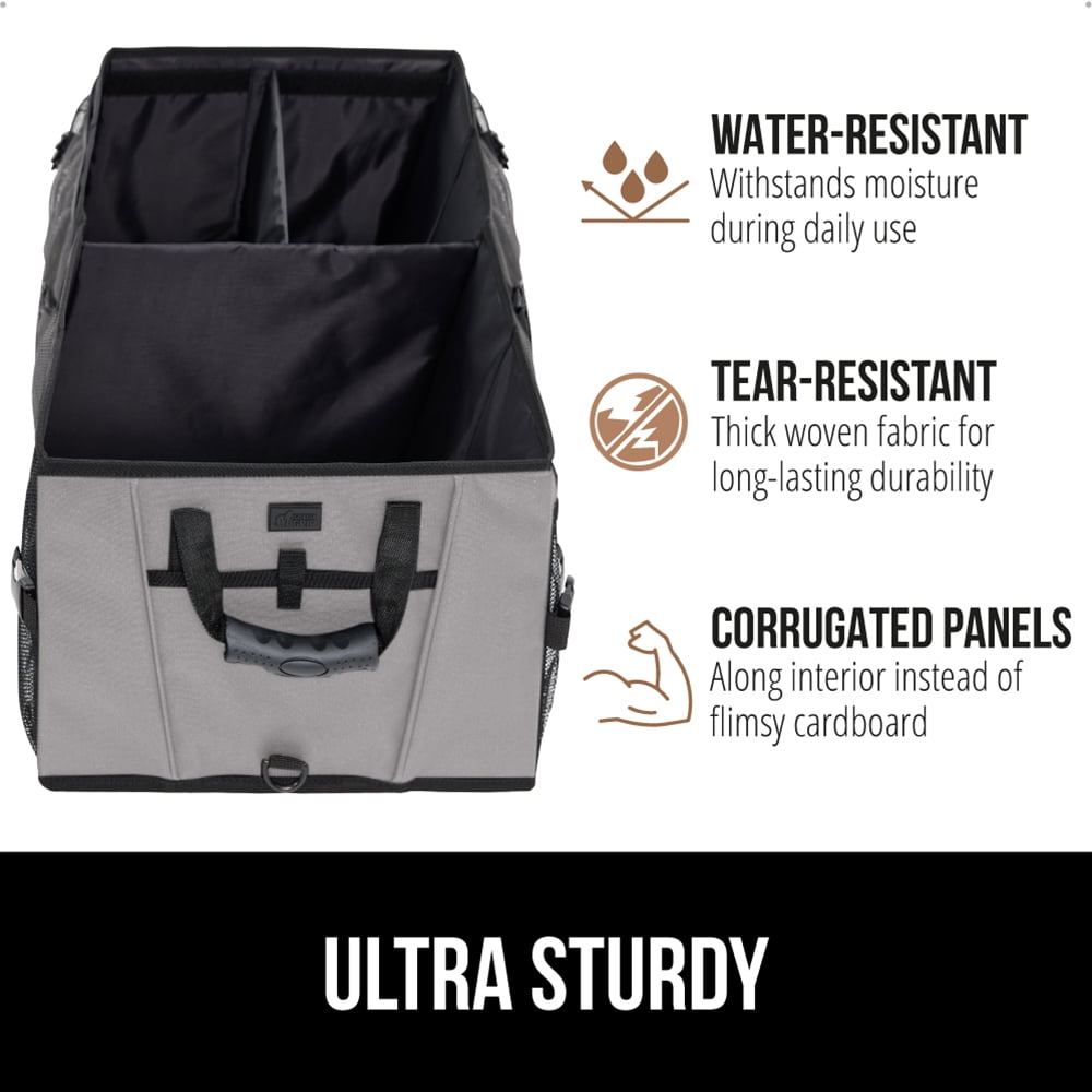 GORILLA GRIP Trunk Storage Organizer, Collapsible Container for Car Sedan or SUV, Gray