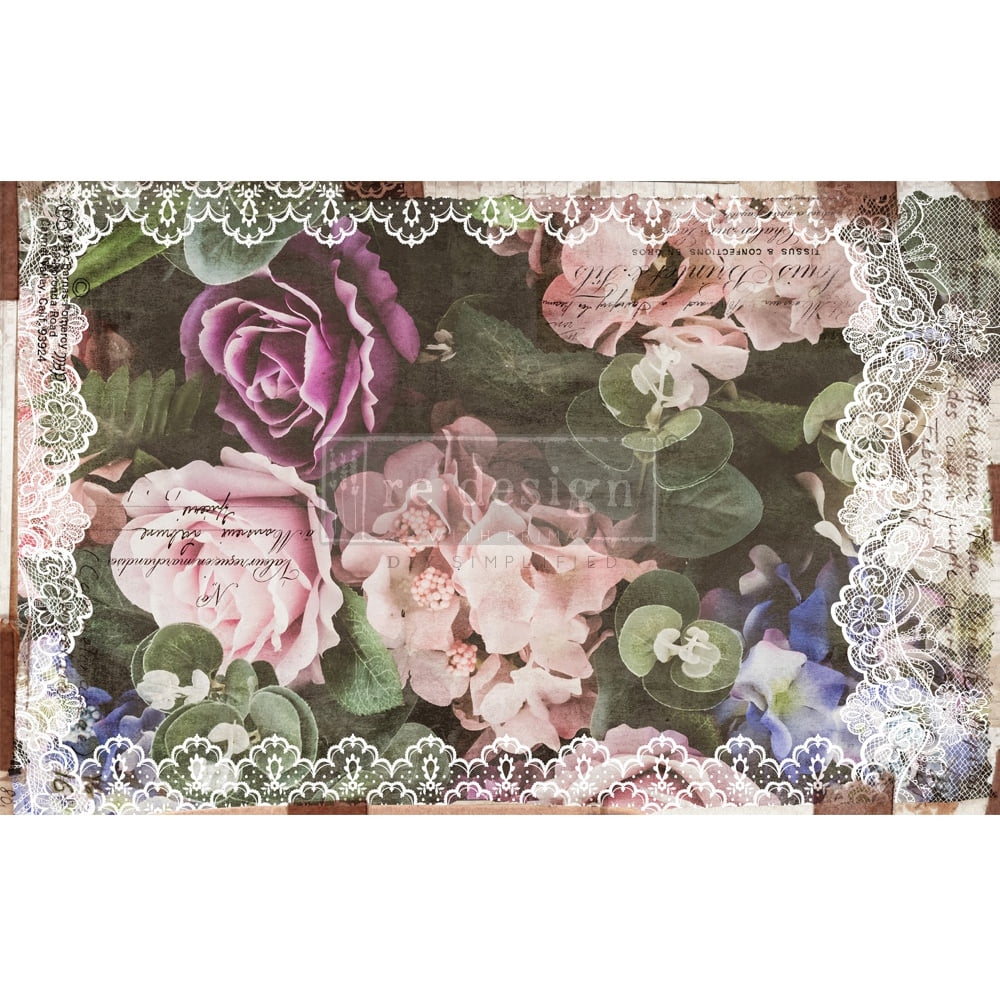 Prima ReDesign Decoupage Decor Tissue Paper 19"X30" 2/PkgDark Lace