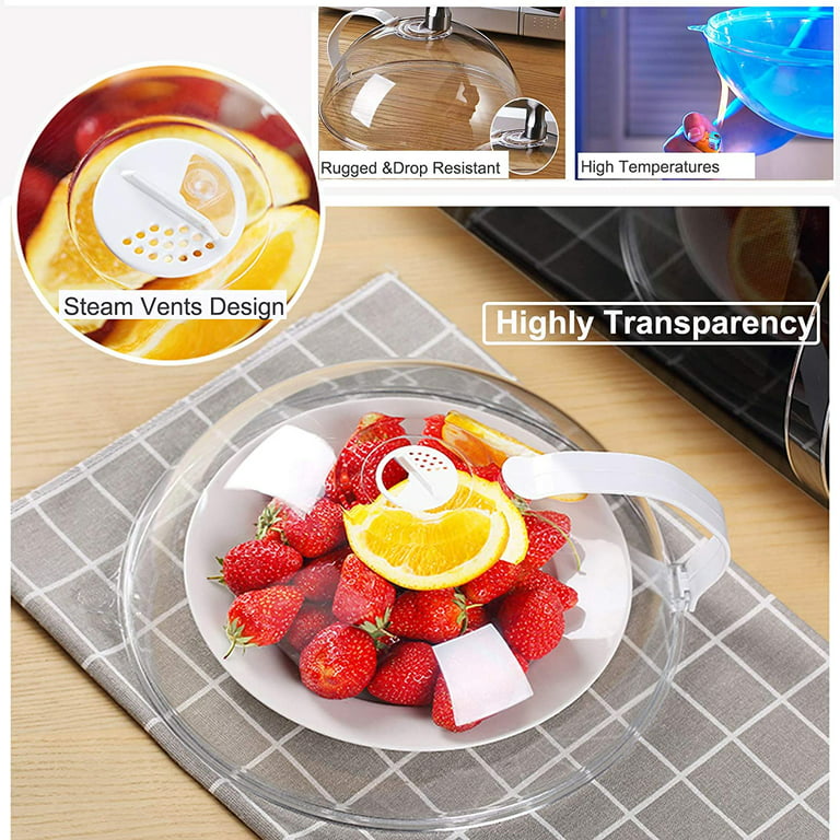 2 in 1 Microwave Cover & Mat, Clear Microwave Splatter Cover for Food Guard Lid Plate Cover, Silicone Heat Resistant Microwave Mat Non-Slip Drying