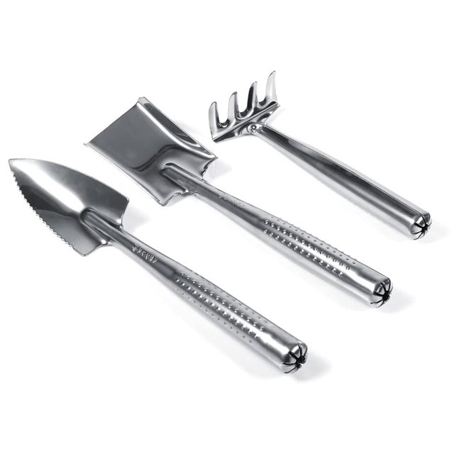 Juego de 3 piezas de acero inoxidable Mini Jardinería Herramientas para macetas Pequeña pala de mano Rastrillo para suculentas Hierbas de cactus Plantas en miniatura para interiores Adepaton 2034052