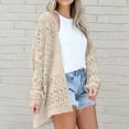 thumbnail image 2 of VEKDONE Lightweight Crochet Cardigan for Women Long Sleeve Open Front Knit Oversized Cardigans Sweaters Casual Loose Hollow Out Solid Color Jackets, 2 of 6