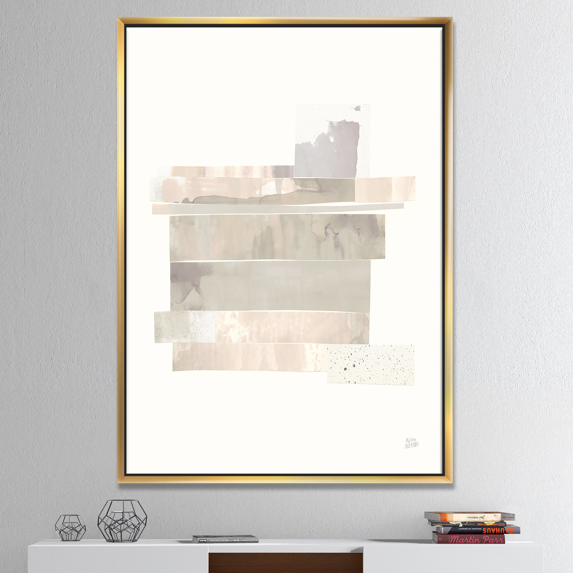 Designart ' Geometric Neutral Form II ' Shabby Chic Framed Canvas