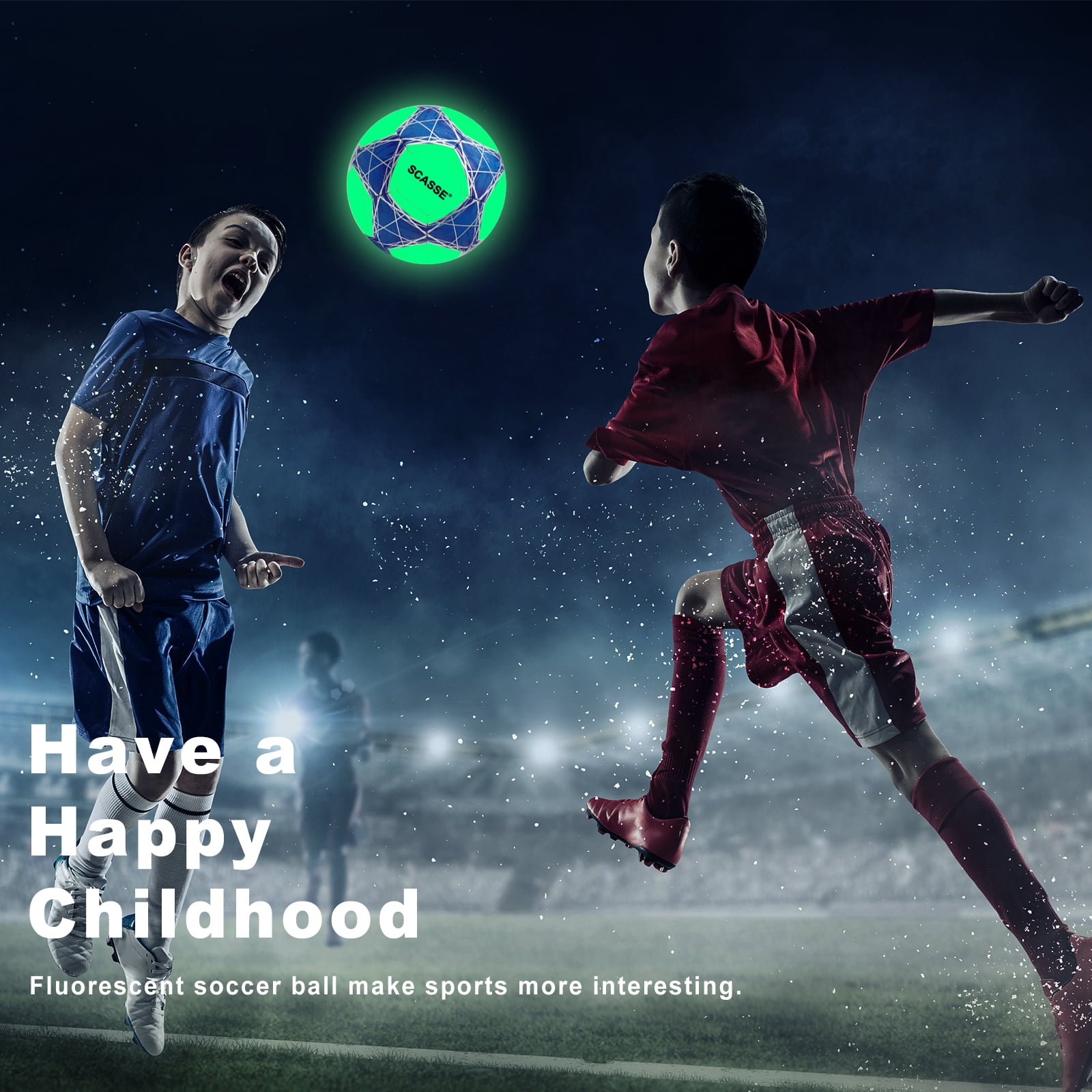 Soccer Balls Kid Size 3,Glow in The Dark Official Size Soccer Ball,Indoor/Outdoor Light Up Training Ball with Pump and Needls,Street Ball Game for Kids,Boys and Girls