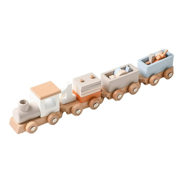 Jouets de Train en Bois Montessori pour Cadeau d'Anniversaire Enfants 1 2 3  4 5 Ans 