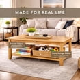 thumbnail image 7 of Kawind Home Solid Wood Coffee Table, Light Walnut Finish, Classic Living Room Centerpiece, 7 of 7