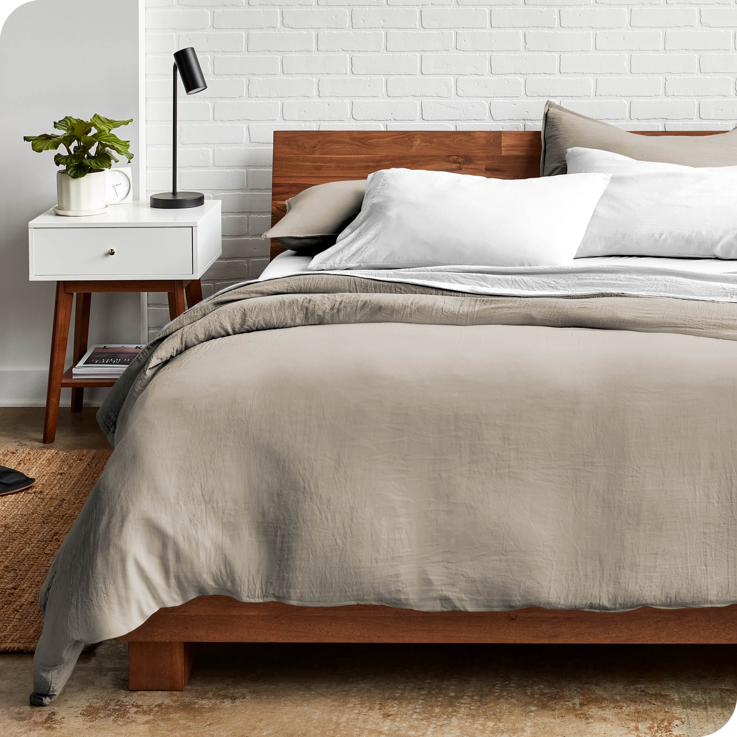 Bare Home Sandwash Microfiber Duvet Cover & Sham Set, Full, Fog, 3-Pieces
