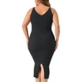 thumbnail image 4 of DARING DIVA Plus Size Sweater V Neck Ribbed Knit Bodycon Dress 2X Black, 4 of 6
