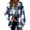 #H-Blue, variant on GuangCheng Womens Jackets Casual Winter Lapel Pocket Long Sleeve Plush Plaid Button Warm Jacket