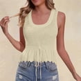 thumbnail image 2 of Tiqkatyck Tank Top for Women's New Vacation Slim Fit Short Square Neck Hollowed Out Solid Color Vest Outside Knit Top Sleeveless Crochet Tunic Tops Summer Tops for Women Beige M, 2 of 4