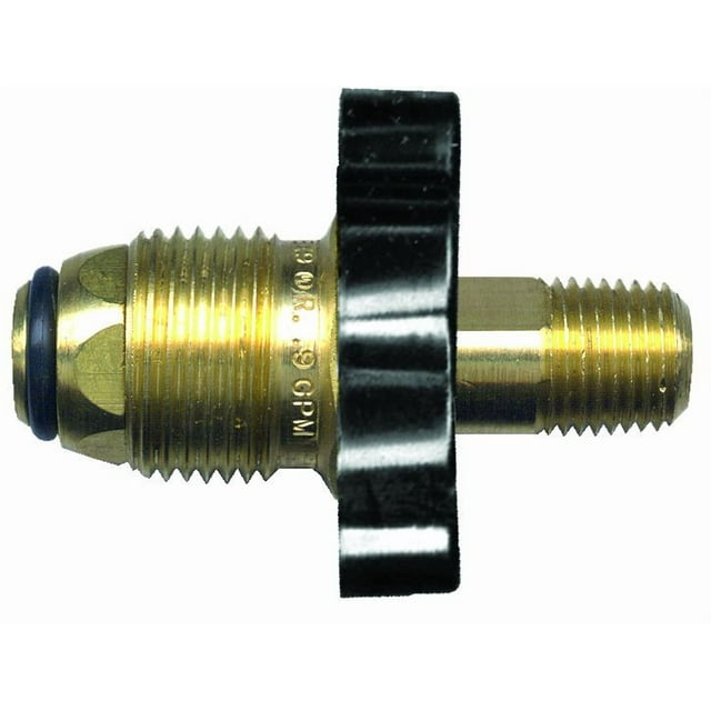 JR Propane Adapter Fitting 07-30085 1/4 Inch MPT x Male POL Prest-O-Lite; 2-3/8 Inch Overall Length; With O-Ring/Plastic Hand Wheel