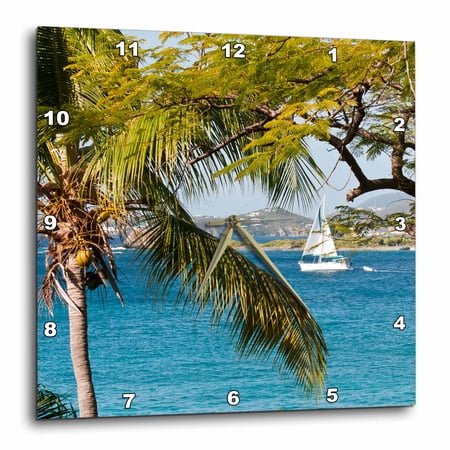 3drose, Usvi, St John. Sailboat, St John and Stevens Cay - Ca37 Tdr0010 - Trish Drury, 10x10 Wall Clock