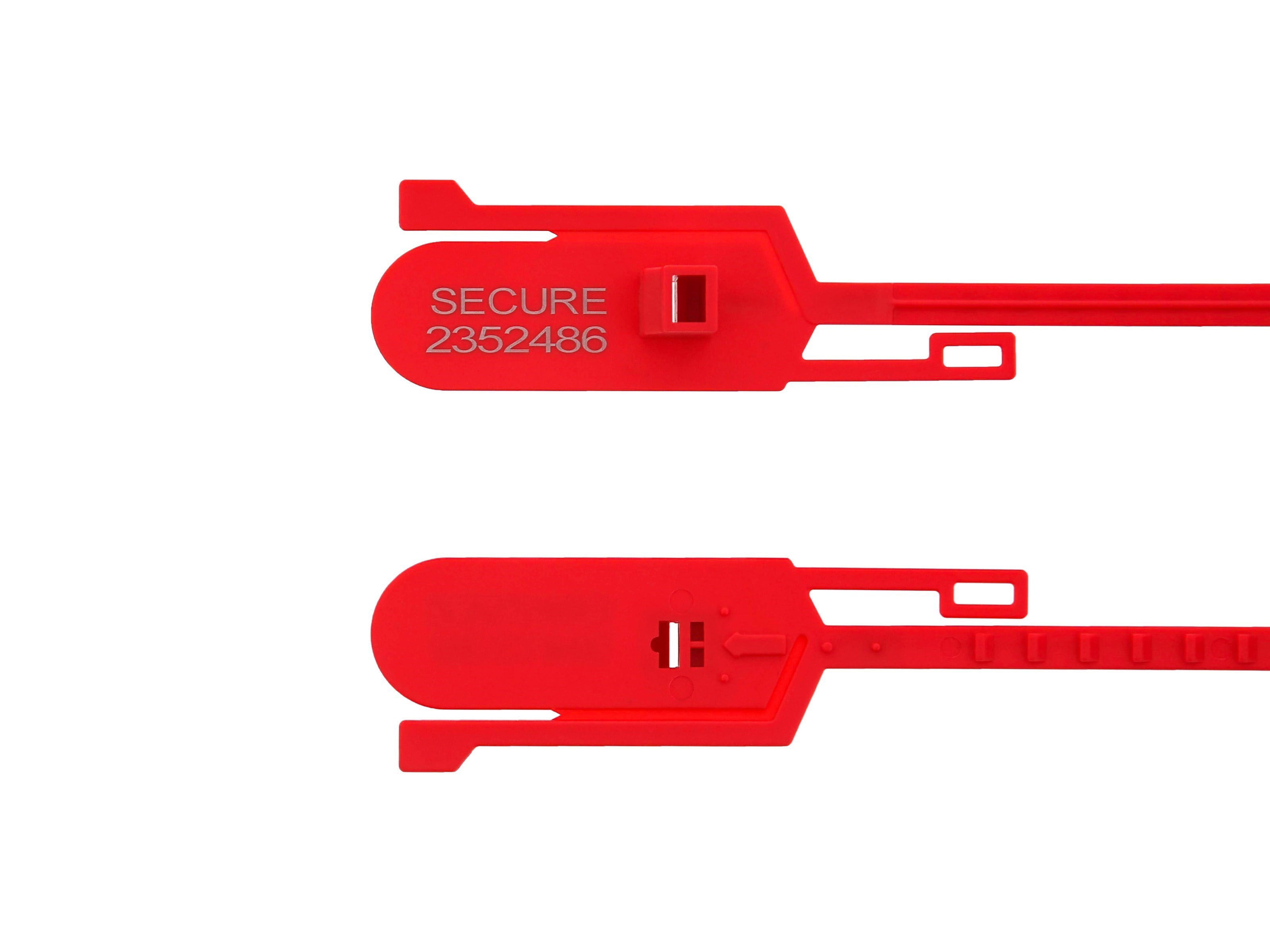Red security tags numbered sequential pull ties luggage anti-tamper secure 