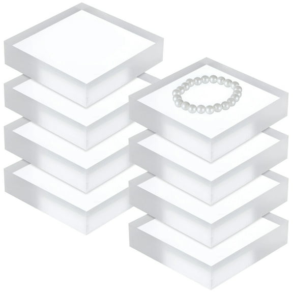 8 Pcs Acrylic Display Blocks, 4×4×1" Clear Acrylic Cubes, Square Jewelry Display Risers, Polished Ring Display Holder Bases, Cake Craft Showcase Stands