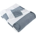 thumbnail image 4 of Flannel Full/Queen Blanket, Super Soft with Grey and White Striped Printed Bed Blanket, 90 x 90 Inches, 4 of 7