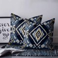 thumbnail image 2 of 20x20 Pillow Covers Set of 2, Navy Blue Brown Boho Throw Pillow Covers Decorative Couch Cushion Case, Vintage Geometric Southwestern Microfiber Square Pillowcases for Bedroom Car Living Room, 2 of 7
