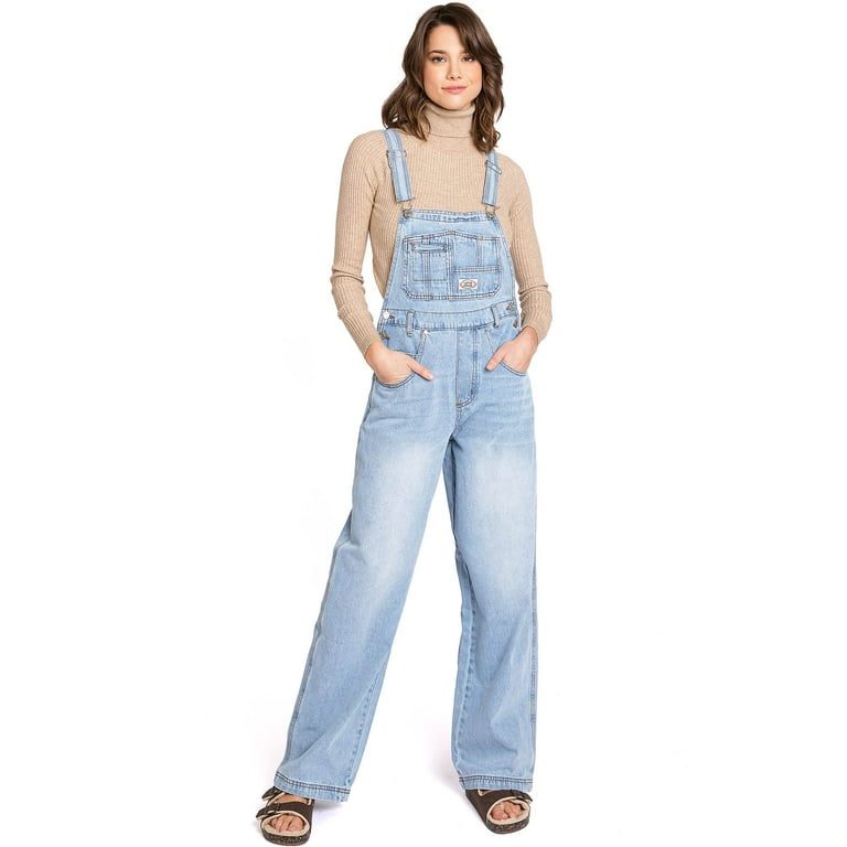 Lana Roux 90s Retro Revolt Dungaree Utility Denim Twill Jumpsuit Overalls M Light Denim