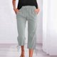 thumbnail image 1 of WILLBEST Pantalones Capri Casuales de Lino con Cordón Ajustable para Mujer, de Color Liso, Cómodos para Uso Diario. Grande, 1 of 8