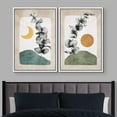 thumbnail image 3 of IDEA4WALL Framed Canvas Print Wall Art Set Crescent Moon Sun Forest Flower Landscape Nature Illustrations Modern Art Rustic Decorative for Living Room, Bedroom, Office - 16"x24"x2 White, 3 of 5