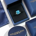 thumbnail image 5 of Gem Stone King 925 Silver and 10K Yellow Gold Swiss Blue Topaz Solitaire Engagement Ring for Women | 8.30 Cttw | Cushion 12MM | Gemstone November Birthstone | Size 9, 5 of 6