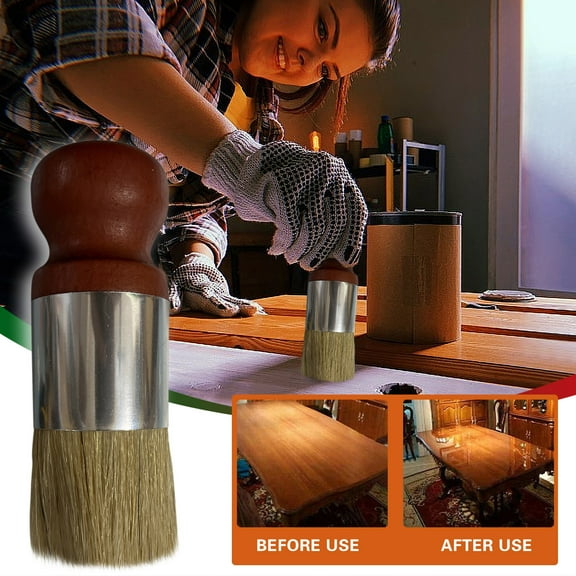 Clearance Chalk Wax Paint Brush, Chalk Paint Brushes for Furniture, Small Wax Brush for Chalk Paint, Acrylic Paint, Milk Paint, Natural Bristles Stencil Brushes, No Shedding