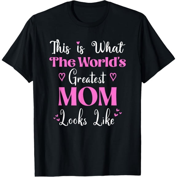 World's Greatest Mom T-Shirt - Funny Mother's Day Gift for Women - Cute Graphic Tee Retro Style Black Cotton Top