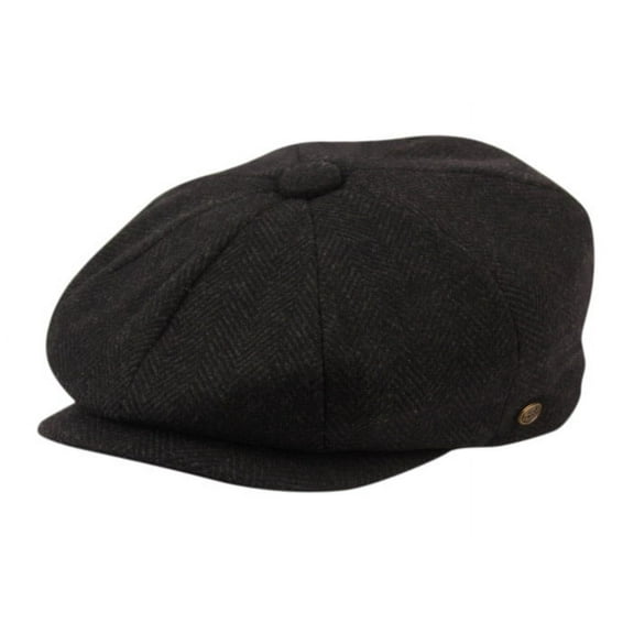 Men's Herringbone Wool Blend Tweed Newsboy Ivy Cap Snap Brim Gatsby Hat