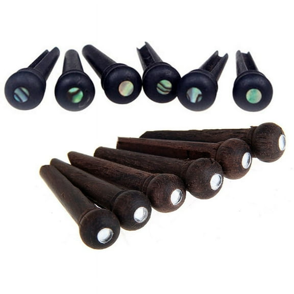 6Pcs Rosewood Guitar Bridge Pins End Pin Set & 6 Pcs Guitar Family Natural Folk Acoustic Guitar Bridge Pins