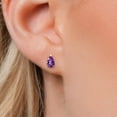 thumbnail image 4 of Gem Stone King 10K Yellow Gold Purple Amethyst Stud Earrings for Women | 1.28 Cttw | Gemstone February Birthstone | Pear Shape 7X5MM, 4 of 7
