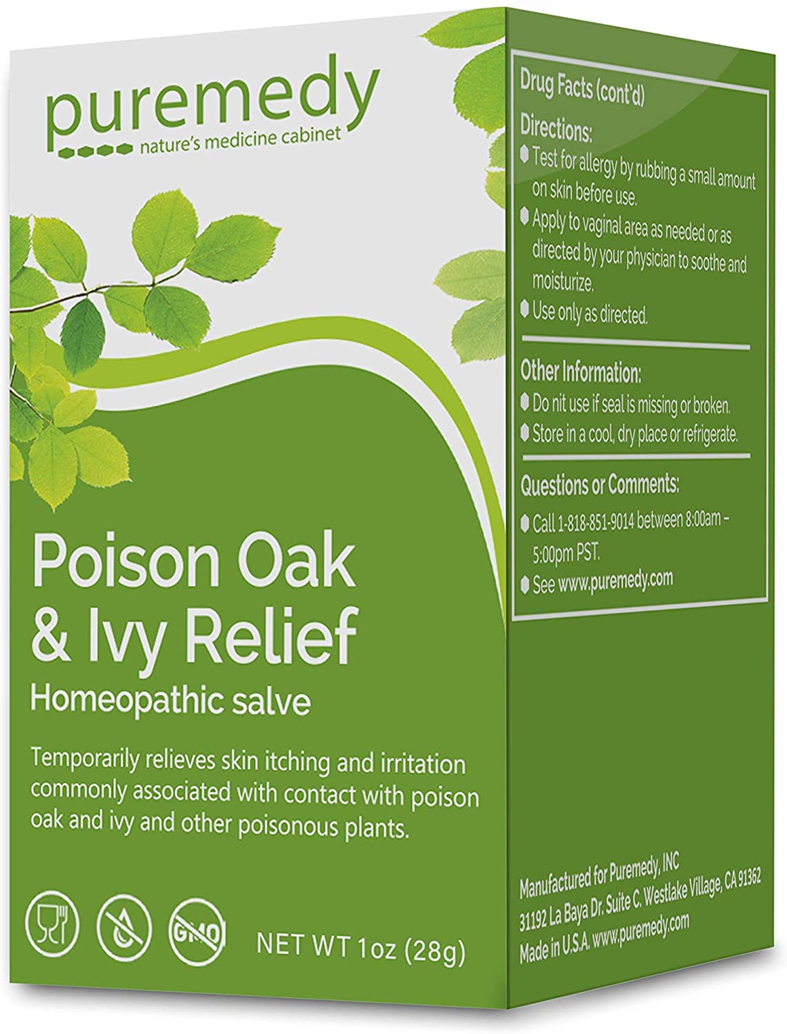 Puremedy Poison Oak & Ivy Relief Balm, All Natural Homeopathic Anti