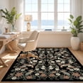 thumbnail image 3 of Design&I 4'x6' Ultra Soft Area Rug, Asian Chinoiserie Vintage Vine Border Peony Plum Lotus Scroll Bird Flowing None Fluffy Washable Non Shedding for Bedroom Living Room Home Office, 3 of 7