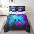 thumbnail image 2 of Feelyou Gaming Lover Twin Bedding Sets 7-Piece for Kids, Circuit Stripes Bedding Comforter Set, Cartoon Gamepad Reversible Sheet Sets, Super Cozy Room Decor, 2 of 7