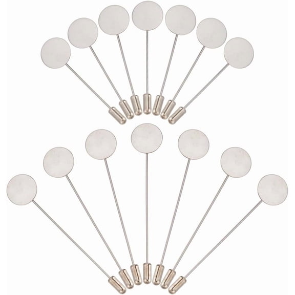 1 Box 60Pcs Flat Brooch Stick Pin Round Tray Lapel Pin Bulk Brass Safety Brooch Findings Hat Pin Scarf Silver Brooch Pins Needle for DIY Crafts Suit Tie Hat Scarf DIY Jewelry Making Accessories