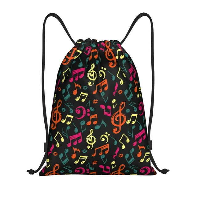 Xecao Sac à Dos de Sport à Cordon Motif Notes de Musique - Sac de Gym à Cordon avec Poche Imperméable pour Femmes&Hommes-Petit