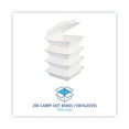 thumbnail image 6 of Boardwalk HL-91BW 9 in. x 9 in. x 3.19 in. 1-Compartment Hinged-Lid Sugarcane Bagasse Food Containers - White (100/Sleeve, 2 Sleeves/Carton), 6 of 9