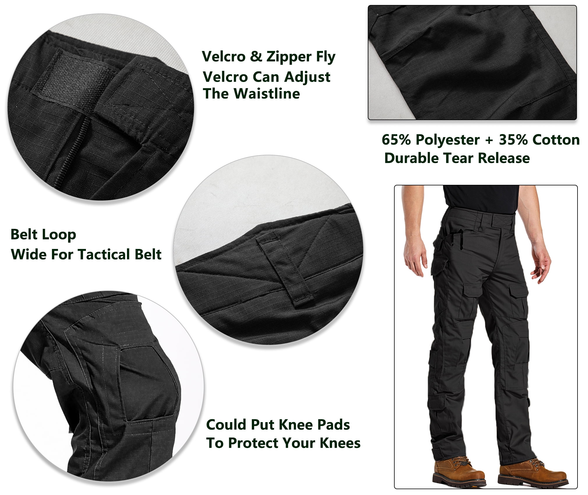 TRGPSG Men's Casual Hiking Pants Multi-Pocket Relaxed Fit Military Army Combat Outdoor Pants Work Cargo Pants 