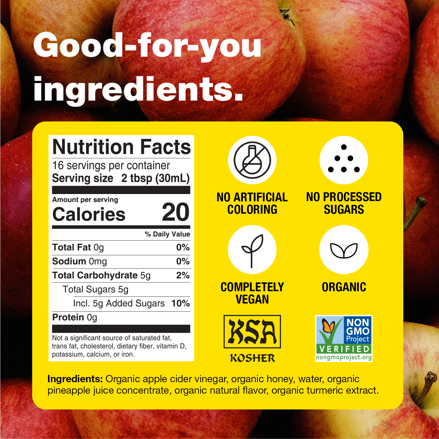 (6 pack) Bragg Organic Apple Cider Vinegar Pineapple Turmeric with The Mother, Raw and Unfiltered, 16 fl oz