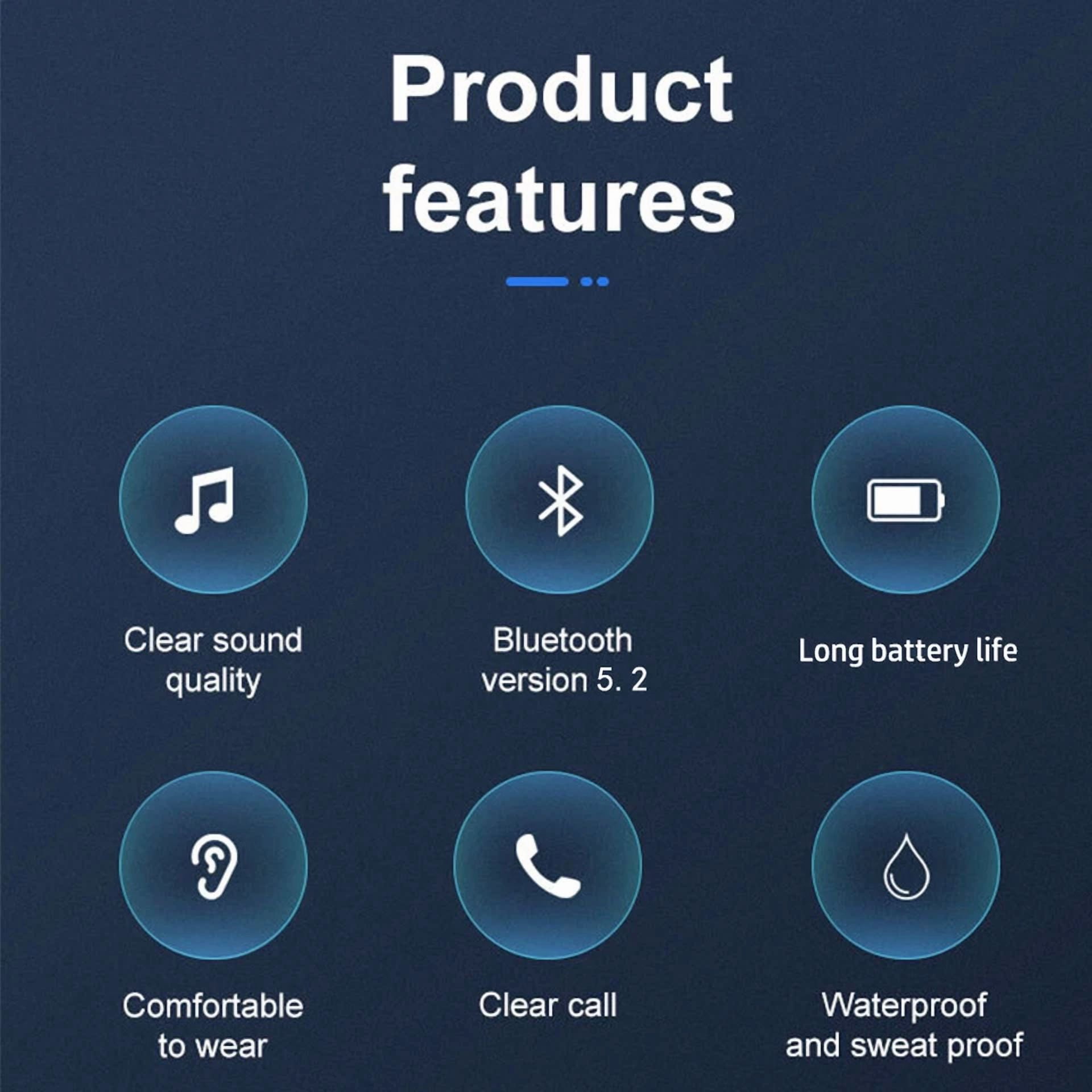 RHEA- Wireless Headphone Bluetooth Single Ear Hook Business Earpiece Earbud With Mic
