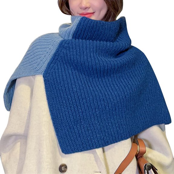 Binhe Women's Solid Color Slit High Collar Shawl Knitted Scarf Warm Pullover Woolen Scarf with Sweater Tops Scarf Shawl Wrap Scarf