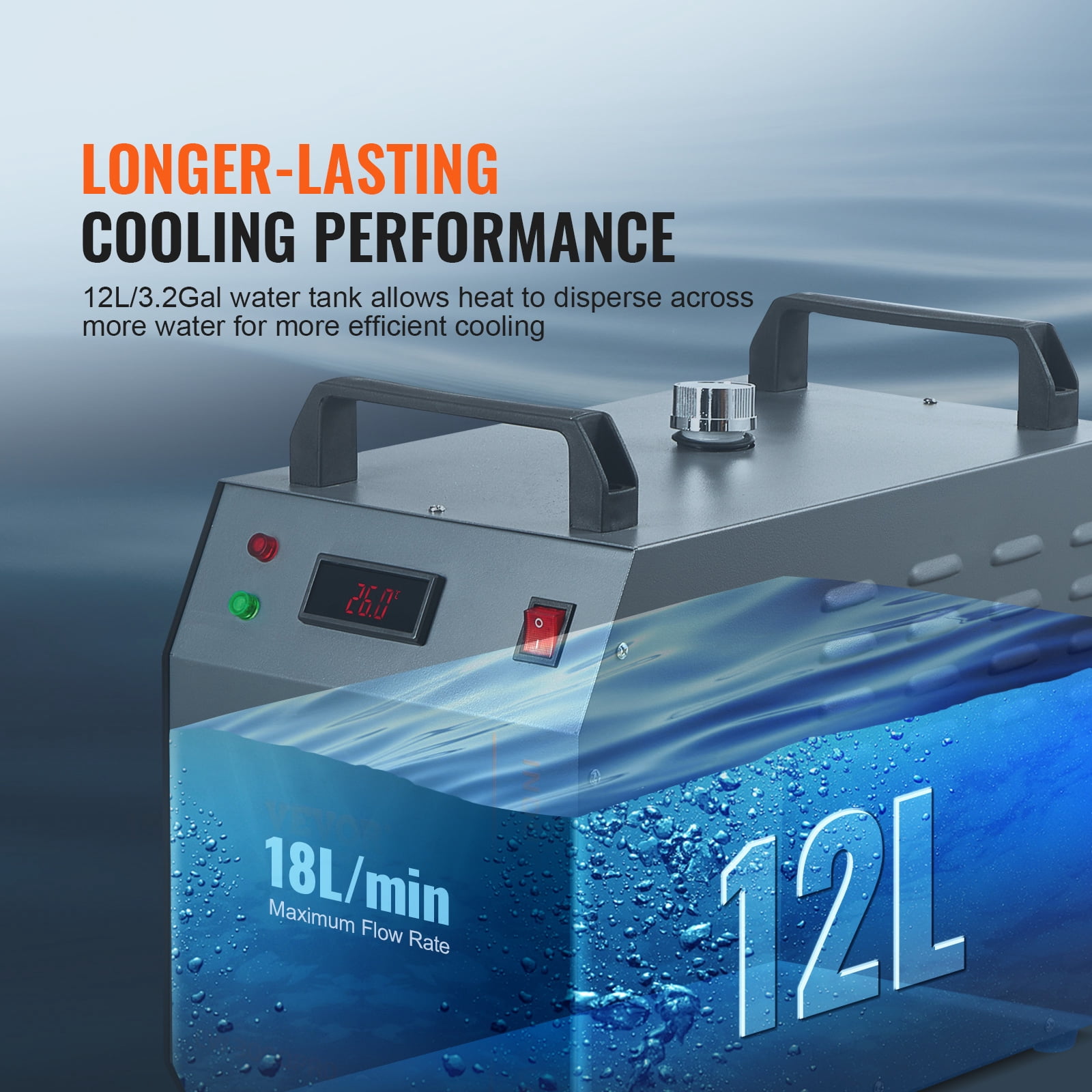 KFFKFF Air-cooled Industrial Water Cooling 12L 18L/min Laser Chiller CW-3000(PRO)