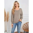 thumbnail image 4 of Long Sleeve Shirts Womens Pleated Business Casual Blouses with Smocked Cuffs Khaki XL, 4 of 6