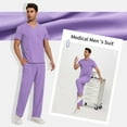 thumbnail image 5 of VIAOLI Scrubs for Men Set – V-Neck Top & Straight Leg Pants Stretch Nursing Uniform Set with Adjustable Waistband and Multiple Pockets, 10 Colors, 5 of 6