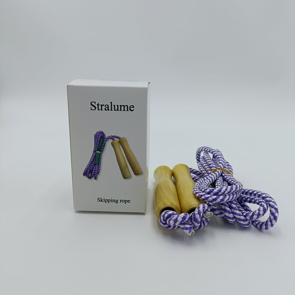 Stralume Skipping rope Adjustable Jump Rope, 7.3 Feet, Purple and White, Wooden Handles