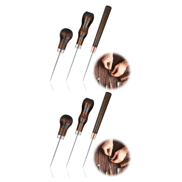 Transemion 3pcs/set Handle Awl For Leather Craft Easy To Carry And Durable Leather Craft Tool Stitching Sewing 2Set