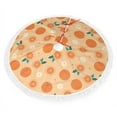 thumbnail image 2 of Christmas Tree Skirt, Cute Orange Flower Leaves Christmas Tree Decorations Indoor, Tree Skirts Mat With Tassel Trim for Halloween New Year Holiday Christmas Party Decor 30 Inches, 2 of 7